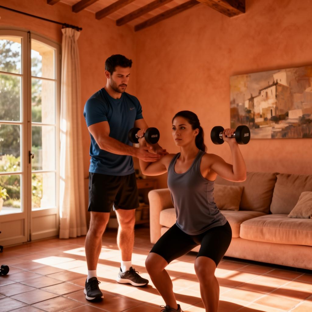 Coach sportif Kilofit accompagnant une cliente à domicile à Vidauban